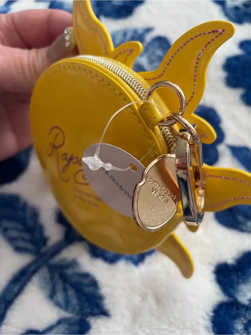 NWT Disney’s Rapunzel Bath & Body Works Yellow Sun Keychain Coin Purse